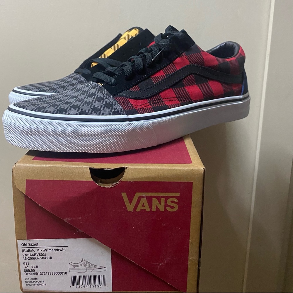 Rare multi color vans soldout houndstooth plaid size 11 new